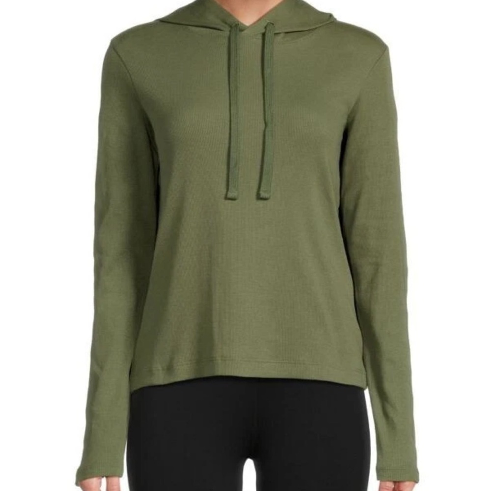 ATM Anthony Thomas Melillo Ribbed Hoodie Top In Olive Green Women's Size XS